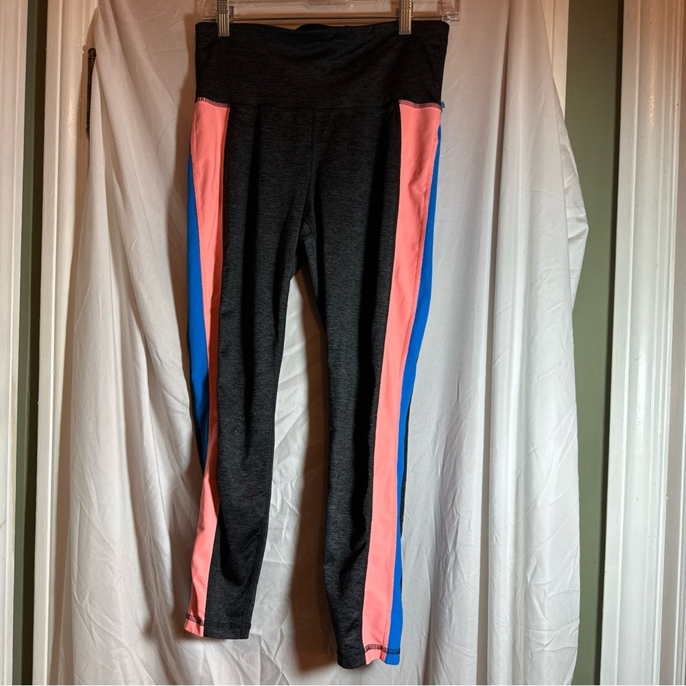 Xersion High-rise Leggings Size Medium Pocket Grey Blue Pink